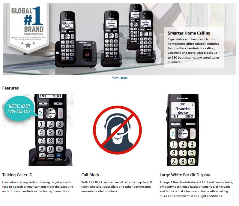 Panasonic Cordless Phone w/ 4 Headsets Cellular Accessories For Less